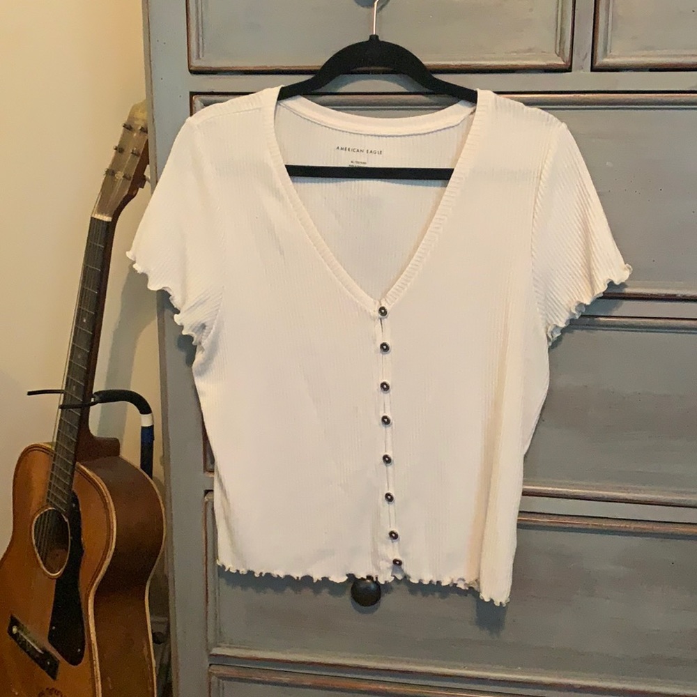 American Eagle Short Sleeve Button Top